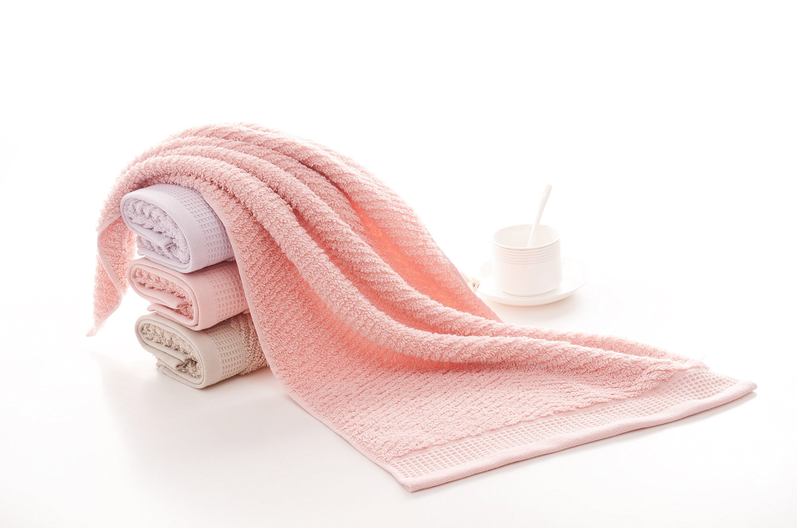 Leisofter Decorative Cotton Hand Towels For Bathroom Clearance With Hanging Loops(Pink, 2-Pack, 14'' X 29'')